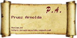 Prusz Arnolda névjegykártya